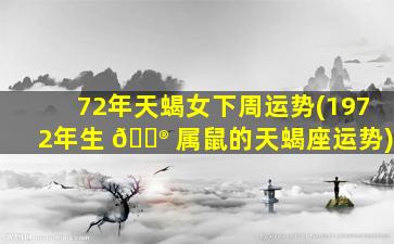 72年天蝎女下周运势(1972年生 💮 属鼠的天蝎座运势)